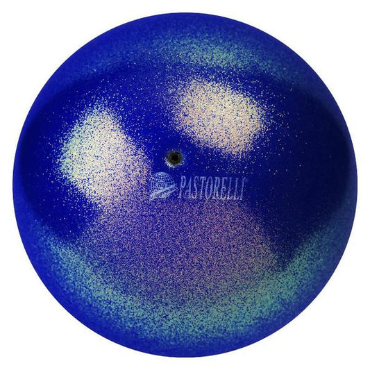 Pastorelli Rhythmic Gymnastics Ball “Galaxy New Generation Glitter” - Color: Blue, 18 cm; F.I.G. Approved