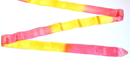 Osaki Rhythmic Gymnastics Double Color Ribbon; Model: MJ-715HG; Color: Pink and Yellow; TOP QUALITY