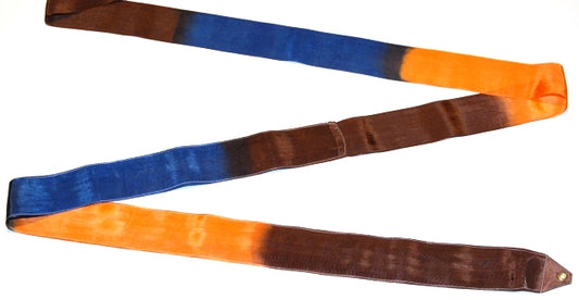 Osaki Rhythmic Gymnastics Triple Color Ribbon, Model: M-71AG; Color: Brown-Orange-Blue; TOP QUALITY