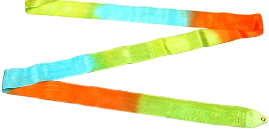 Osaki Rhythmic Gymnastics Triple Color Ribbon, Model: M-71AG; Color: Green-Orange-Blue; TOP QUALITY