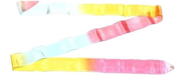 Osaki Rhythmic Gymnastics Triple Color Ribbon, Model: M-71AG; Color: Pink-Yellow-Light Blue; TOP QUALITY