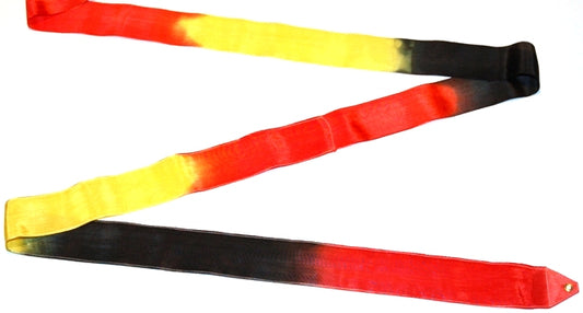 Osaki Rhythmic Gymnastics Triple Color Ribbon, Model: M-71AG; Color: Red-Black-Yellow; TOP QUALITY