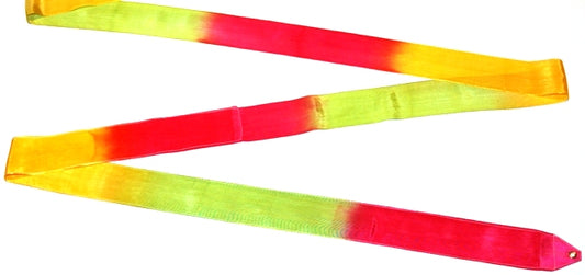 Osaki Rhythmic Gymnastics Triple Color Ribbon, Model: M-71AG; Color: Pink-Green-Yellow; TOP QUALITY