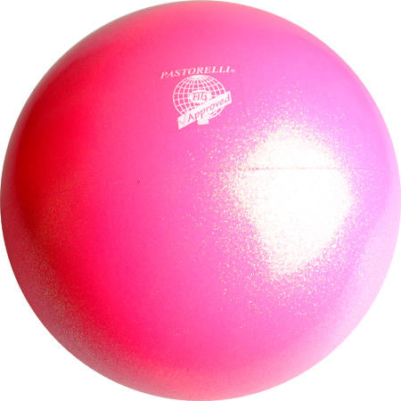 Pastorelli Rhythmic Gymnastics Ball “Galaxy New Generation Glitter” – Color: Fluorescent Pink, 18 cm; F.I.G. Approved