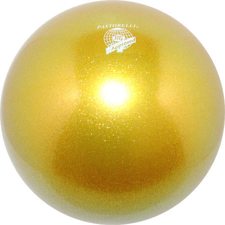 Pastorelli Rhythmic Gymnastics Ball “Galaxy New Generation Glitter” – Color: Gold, 18 cm; F.I.G. Approved
