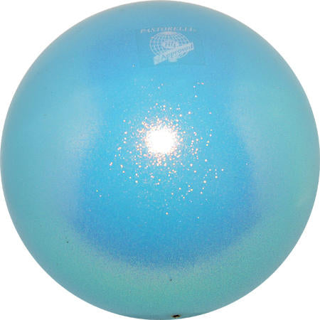 Pastorelli Rhythmic Gymnastics Ball “Galaxy New Generation Glitter” – Color: Light Blue, 18 cm; F.I.G. Approved
