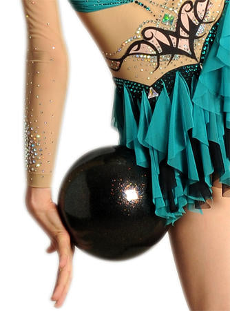 Pastorelli Rhythmic Gymnastics Ball “Galaxy New Generation Glitter” – Color: Black, 18 cm; F.I.G. Approved