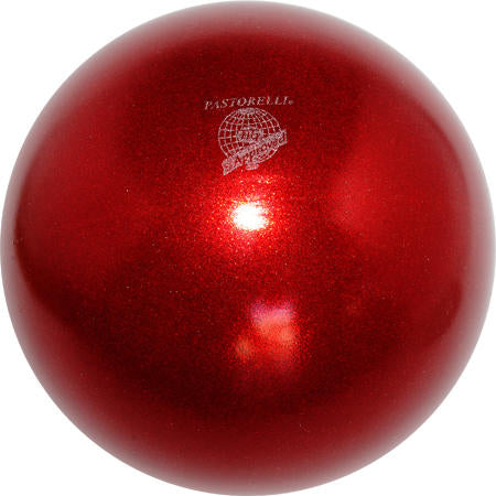 Pastorelli Rhythmic Gymnastics Ball “Galaxy New Generation Glitter” – Color: Red, 18 cm; F.I.G. Approved