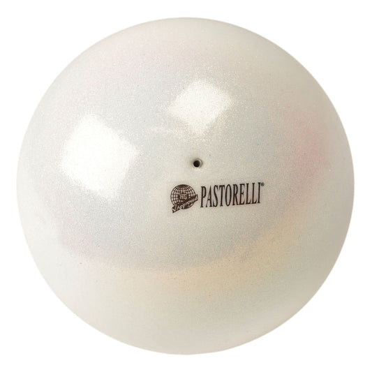 Pastorelli Rhythmic Gymnastics Ball "Galaxy New Generation Glitter" - Color: White; 18 cm; F.I.G. Approved